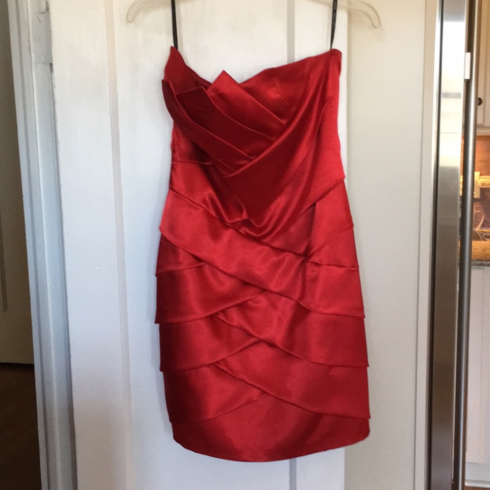 Jessica McClintock Red Silk Satin Formal Dress